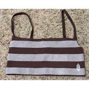 Free People Ribbed Seamless Bra Striped Size M/L Color: Choc Wash Or Hot Fudge.